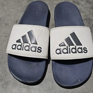 Adidas Navy and White Slides